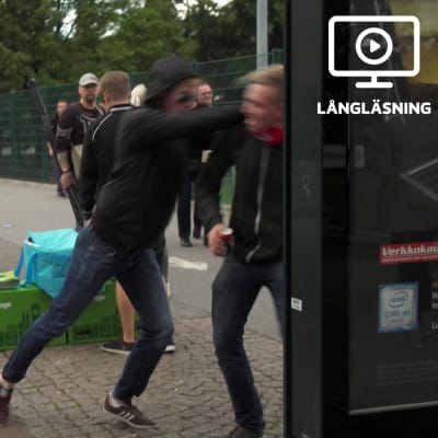Fotbollssupportrar slåss på gata i Helsingfors.