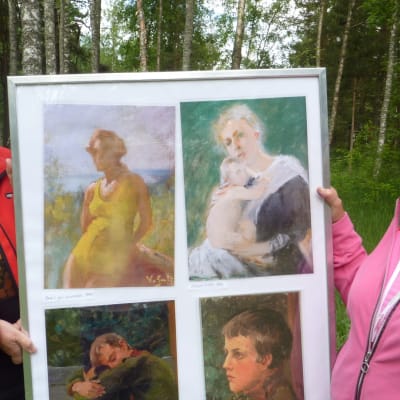 Astrid Lindström och Britta Idman med teckningar av Venny Soldan-Brofeldt i mitten.