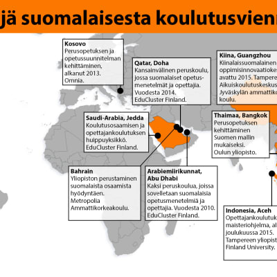 Grafiikka suomalaisesta koulutusviennistä.