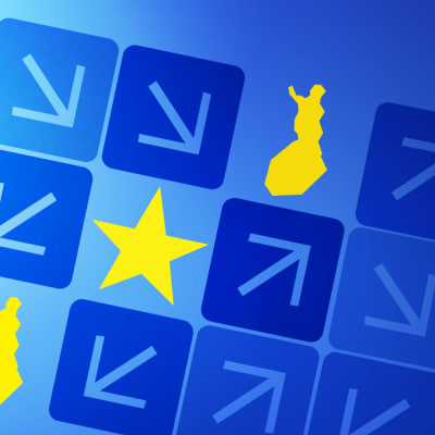 Graafinen kuva symbolisoi Suomen taloustennustetta.