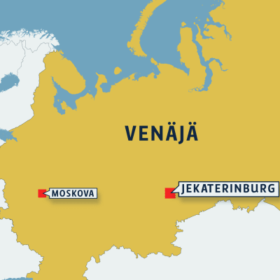 Venäjän kartta jossa Jekaterinburg