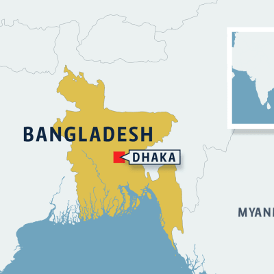 Bangladeshin kartta jossa Dhaka