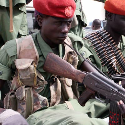 Etelä-Sudanin opposition joukot kuvattuna Jubassa.