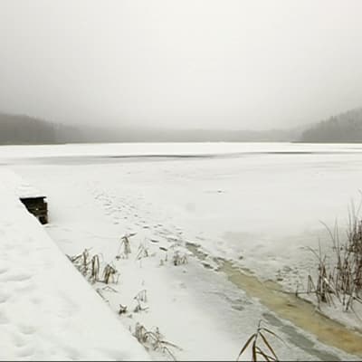 Lahden Merrasjärvi jäässä.