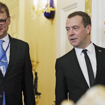 Juha Sipilä ja Dmitri Medvedev tapaavat Pietarissa.