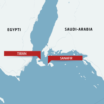 Kartta, johon on merkitty Egypti ja Saudi-Arabia. 