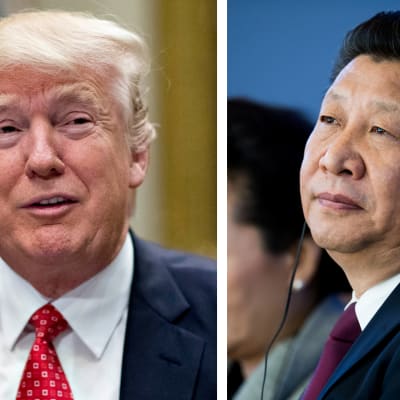 Yhdysvaltain presidentti Donald Trump (vas.) ja Kiinan presidentti Xi Jinping
