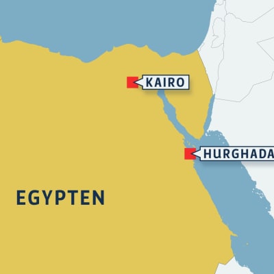 Karta över Egypten med Hurghada och Kairo. 