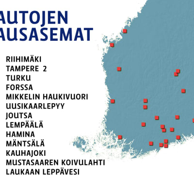 Kaasuautojen tankkausasemat Suomessa -kartta