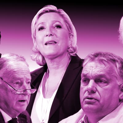Jimme Åkesson, Alexander Gauland, Marie Le Pen, Viktor Orban ja Geert Wilders