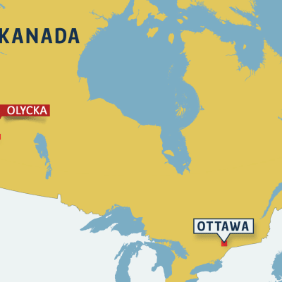 Karta över Kanada där platsen för bussolyckan är utmärkt.