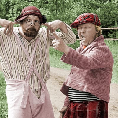Albin (Kurre Österberg) och Vilgot Mosn Boman (Kaj Rehnberg) i Kryddhulta, 1977
