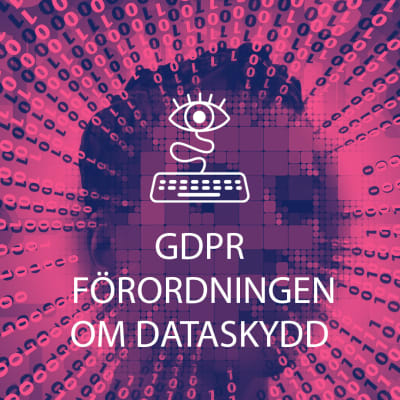 En bild med texten GDPR förordningen om dataskydd.
