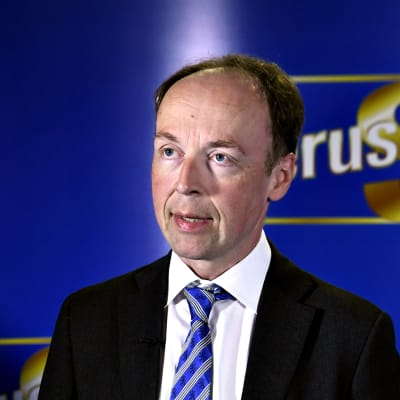 Perussuomalaisten puheenjohtaja Jussi Halla-aho Perussuomalaisten mediatilaisuudessa maanantaina 13. elokuuta.
