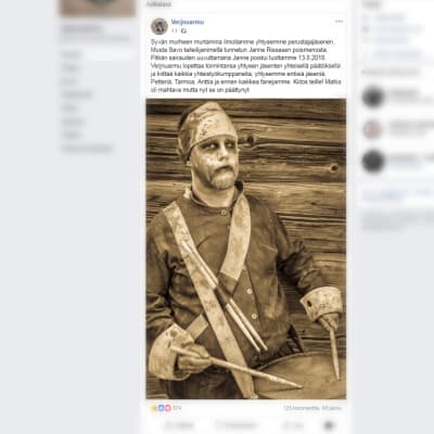 Kuvakaappaus Verjnuarmu-yhtyeen Facebook-postauksesta.