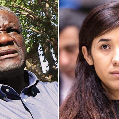 Vinnarna av Nobels fredspris 2018, aktivisten Nadia Murad och gynekologen Denis Mukwege.