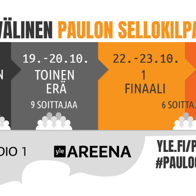 Kansainvälinen Paulon sellokilpailu järjestetään 15.-25.10. Seuraa kilpailuita Yle Areenassa ja Yle Radio 1:ssä. 