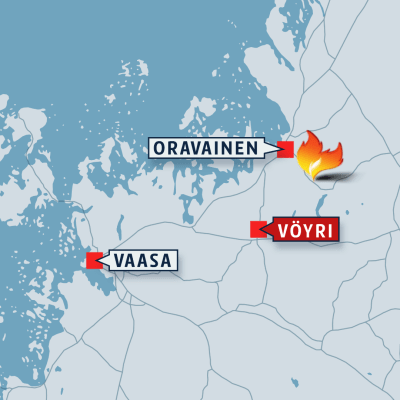 Vöyrin Kullaståetissa sikalapalo, kartta