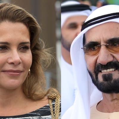 Kuvakollaasi prinsessa Hayasta ja sheikki Muhammad al-Maktoumista.