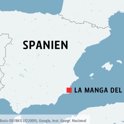 Orten La Manga del Mar Menor i Spanien på en karta.