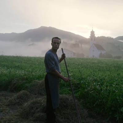 Terence Malickin elokuvan päähenkilö seisoo pellolla