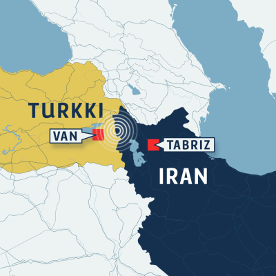 Kartta Turkin ja Iranin raja-alueesta.
