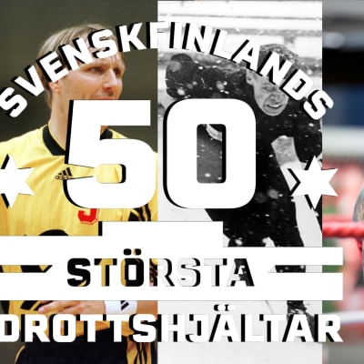 Svenskfinlands 50 största idrottshjältar-bild med Mikael Källman, Marcus Grönholm, Eva Wahlström och Clas Thunberg.