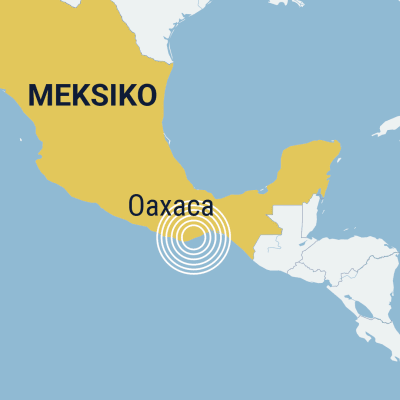 Järistysalue kartalla, Oaxaca Meksiko.