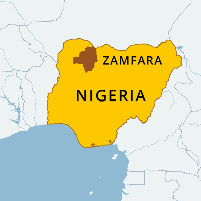NIgerian kartta, johon on merkitty Zamfara