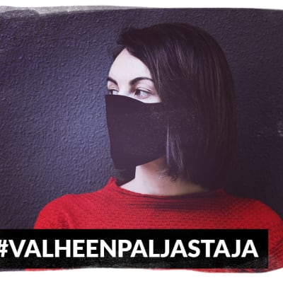 Kuvituskuva maskia pitävästä naisesta