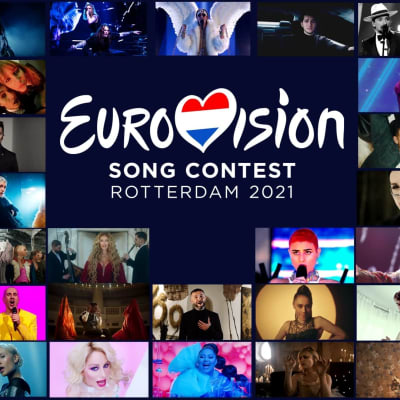 Kollage med bilder på alla deltagare in Eurovisionen 2021
