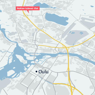 Kartta Nokian uudesta sijainnista Oulussa