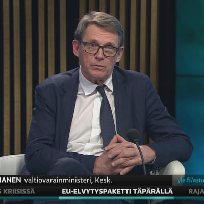 Valtiovarainministeri Matti Vanhanen kommentoi A-studiossa EU:n elpymispakettia.