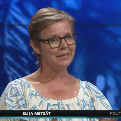 Ympäristöministeri Krista Mikkonen (vihr.) A-studiossa.
