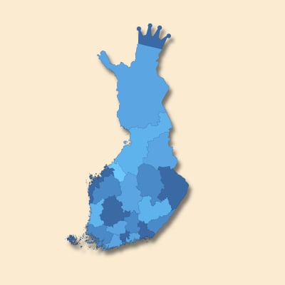 Hyvinvointialueet Suomen kartalla.