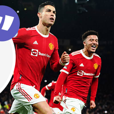 Cristiano Ronaldo och Jadon Sancho firar mål för Manchester United.