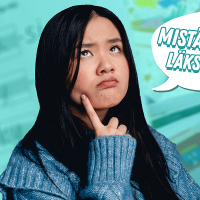 Galaxin juontaja Ada pohtii. Puhekuplassa lukee "Mistä apua läksyihin?".