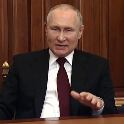 Putin kertoi näkemyksensä Ukrainan valtion synnystä ja historiasta puheessaan 21.02.2022.