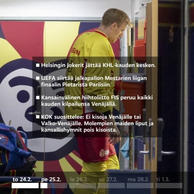 Katso aikajana – näin urheilumaailma reagoi Venäjän sotatoimiin