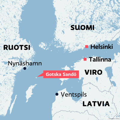 Kartta Gotska sandön sijainnista Itämerellä.