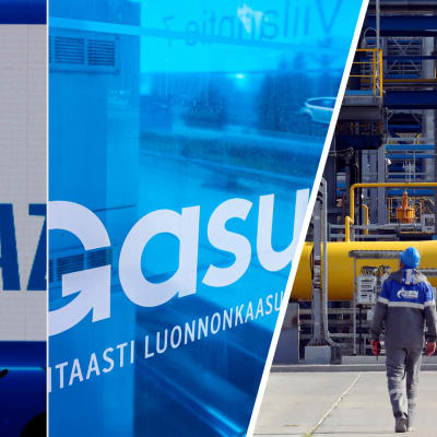Bildsammanställning, Gasums och Gazproms logotyper. 