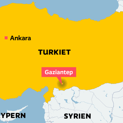 En karta av Turkiet utpekat Gaziantep.