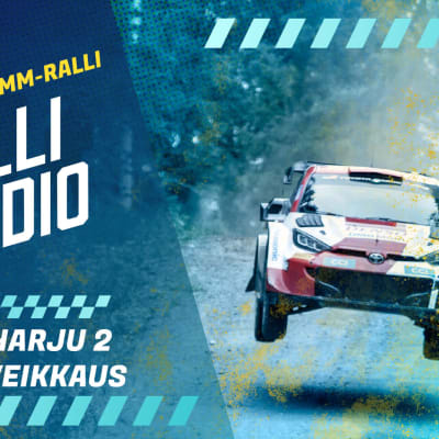 Kalle Rovanperän auto hyppää soratien hyppyristä.
