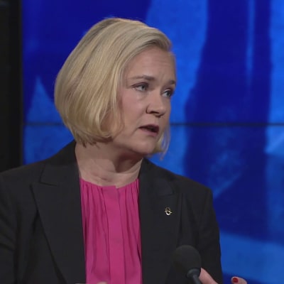Sisäministeri Mari Rantanen (ps.) A-Talkin haastattelussa.