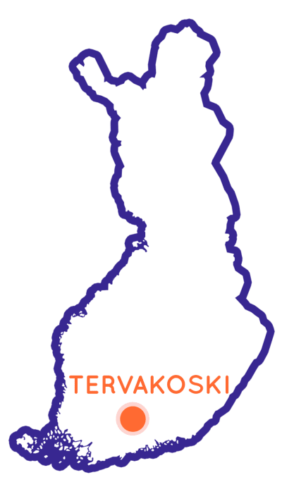 Finlands karta som visar Tervakoskis position.
