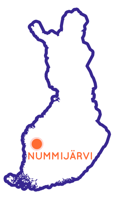 Finlands karta som visar Nummijärvis position.
