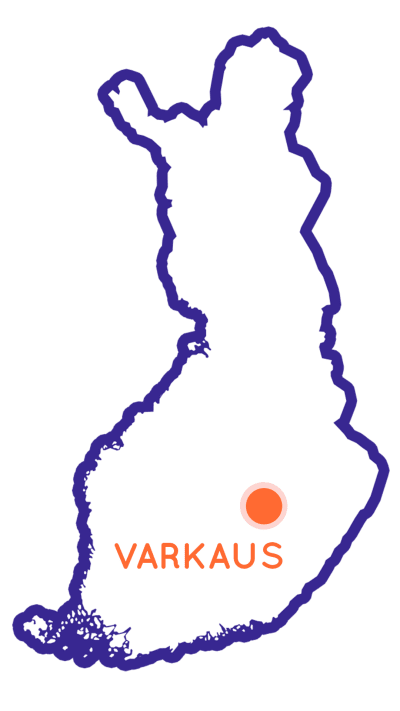 Finlands karta som visar Varkaus position.