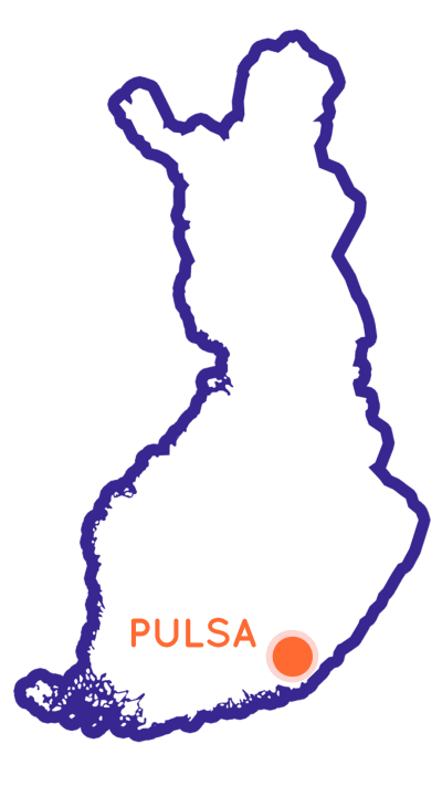 Finlands karta som visar Pulsas position.