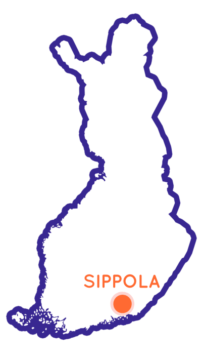 Finlands karta som visar Sippolas position.