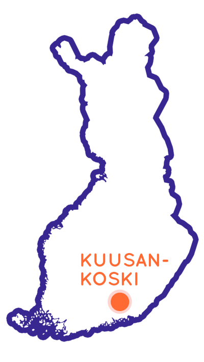Finlands karta som visar Kuusankoskis position.